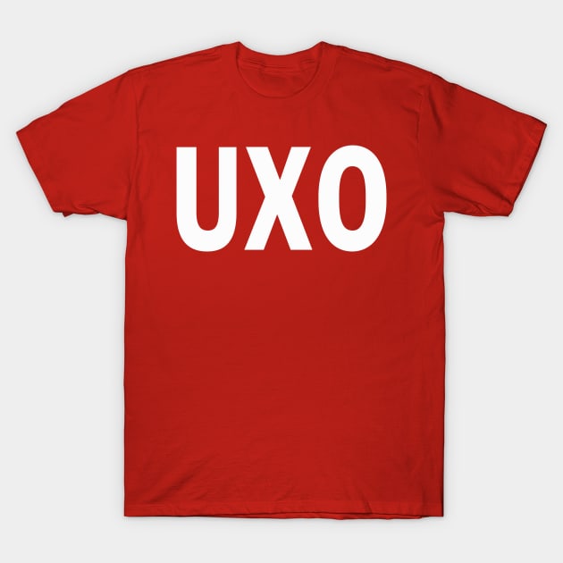 UXO, safety RED or Orange T-Shirt by The Blue Deck